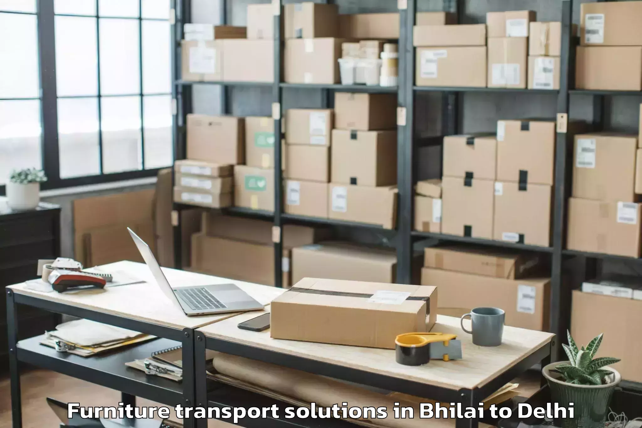 Trusted Bhilai to Alipur Furniture Transport Solutions